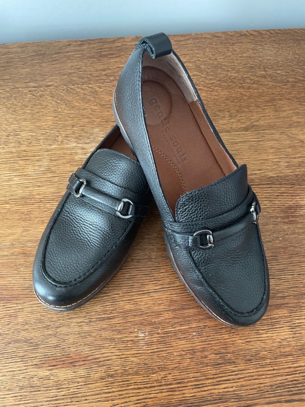 Women’s Gentle Souls Black Pebbled Leather Bit Loafers